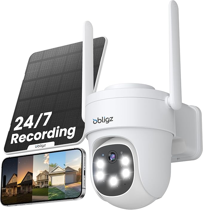 AOV Security Camera Wireless Outdoor with 6W Solar Panel,24/7 Recording Camera for Home Security, WiFi 6, 2K Solar Cameras Outdoor Wireless, 360°PTZ with Night Vision,Auto Tracking