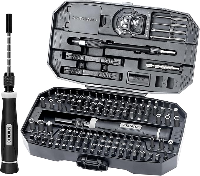 STREBITO Precision Screwdriver Set, 153 in 1 Electronics Tool Kit with Case, 140 PCS Magnetic Precision Bits - Computer, Laptop, iPhone, Macbook, PC, Game Controller, RC, Electronics, Phone Repair Kit
