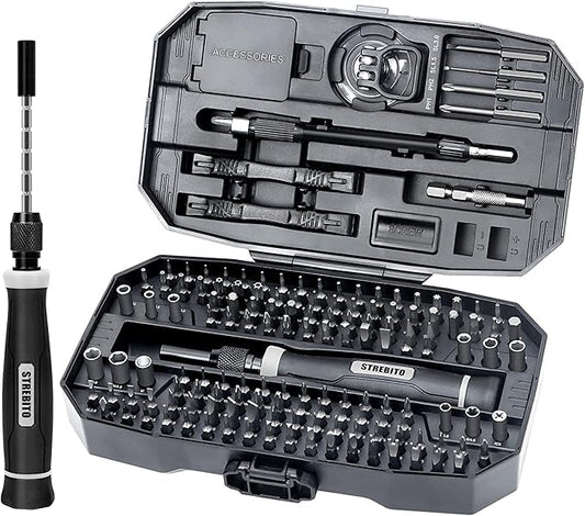 STREBITO Precision Screwdriver Set, 153 in 1 Electronics Tool Kit with Case, 140 PCS Magnetic Precision Bits - Computer, Laptop, iPhone, Macbook, PC, Game Controller, RC, Electronics, Phone Repair Kit
