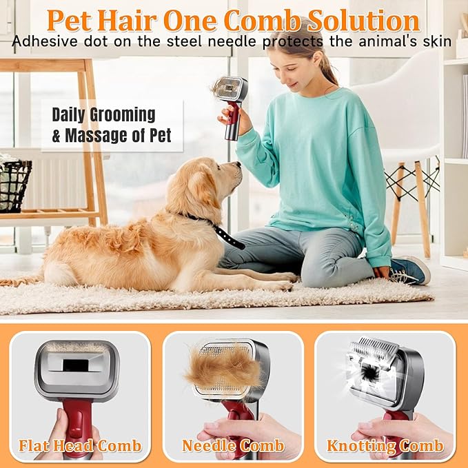 3-in-1 Pet Dog Grooming Attachment Kit, Deshedding Brush Attachment for V15, V11, V10, V8, V7 – Effective Grooming & Cleaning – Hair Grooming Tools for Dog and Cat, 6 Pack