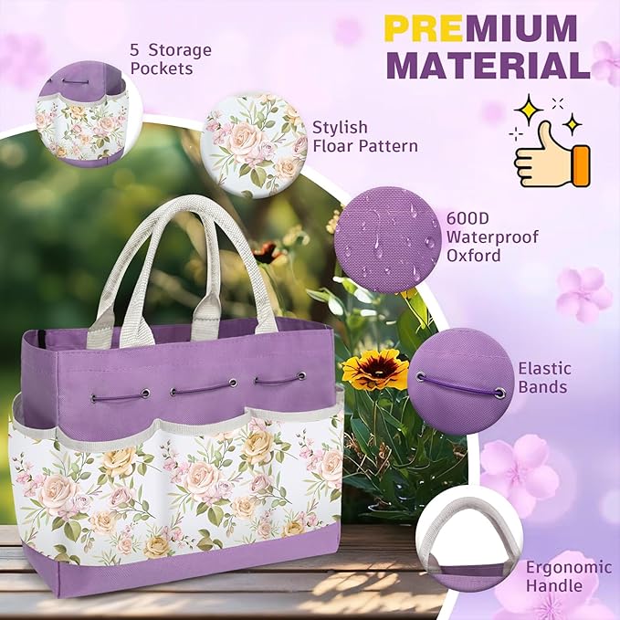 22Pcs Gardening Tools Set for Women Heavy Duty Garden Hand Tools Yard Work Tools Gardener Gifts Gardening Accessories with Tote Bag/Shovel/Mat/Plant Labels/Gloves