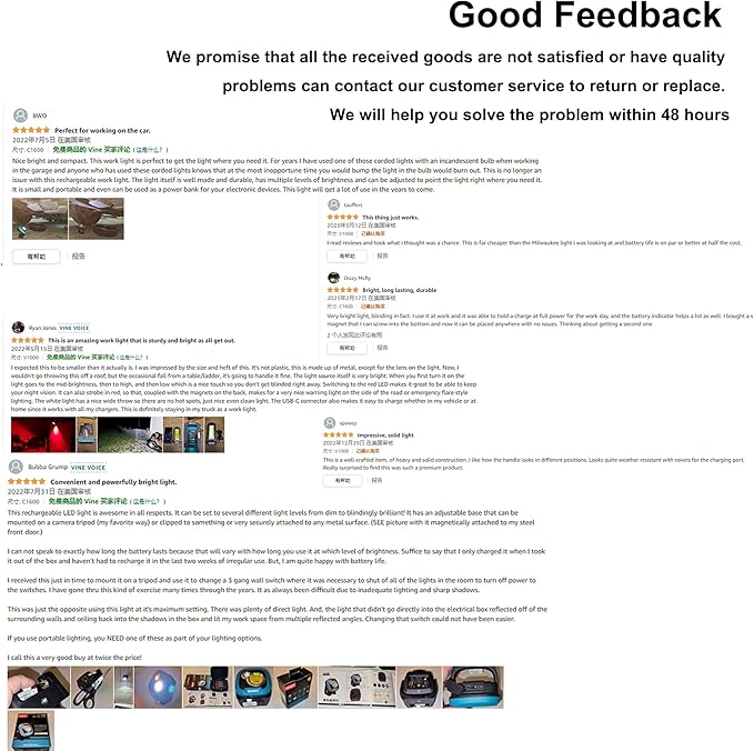 LED Rechargeable Magnetic Work Light SUNREI Mechanic Light Power Bank 180° Rotating, 1500LM, 6 Modes, Magnetic&Hook, 13500mAh Battery, Magnetic Flashlight for Camping, Car Repairing (Blue)