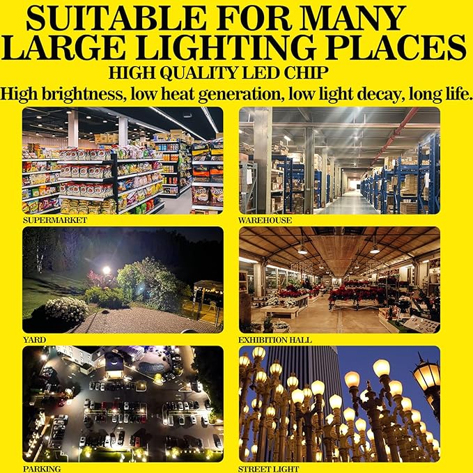700W Equivalent 10500LM Corn Bulbs (1-Set) - 90% Energy Saving, IP65 Waterproof, E26/E39, 70W 3000K Warm, Warehouse High Bay Lights, ETL/FCC/ROHS/CE Certified, Not Dimmable