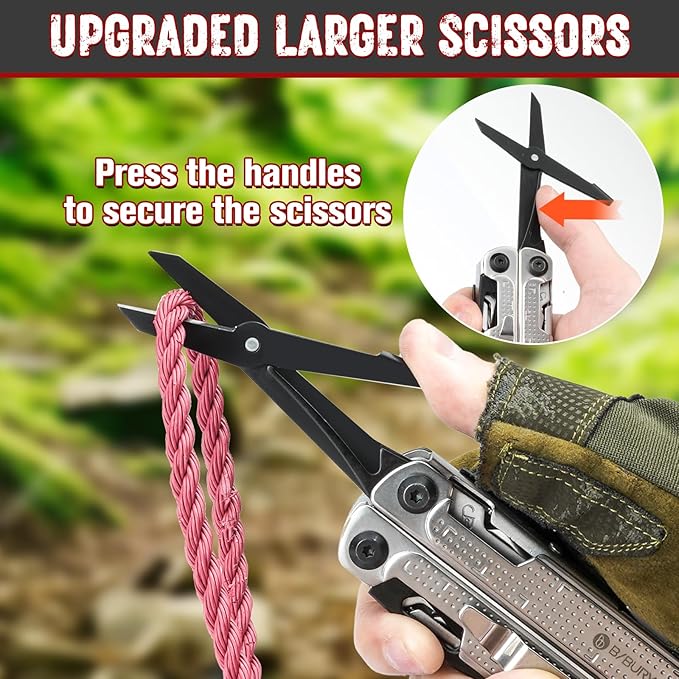 BIBURY Multitool Pliers BI2048B, Stainless Steel Multi Tool with Upgraded Rope Cutter and Screwdrive, Foldable Self-locking Multitools with Nylon Pouch, Ideal for Camping, Hiking, Survival, Repair