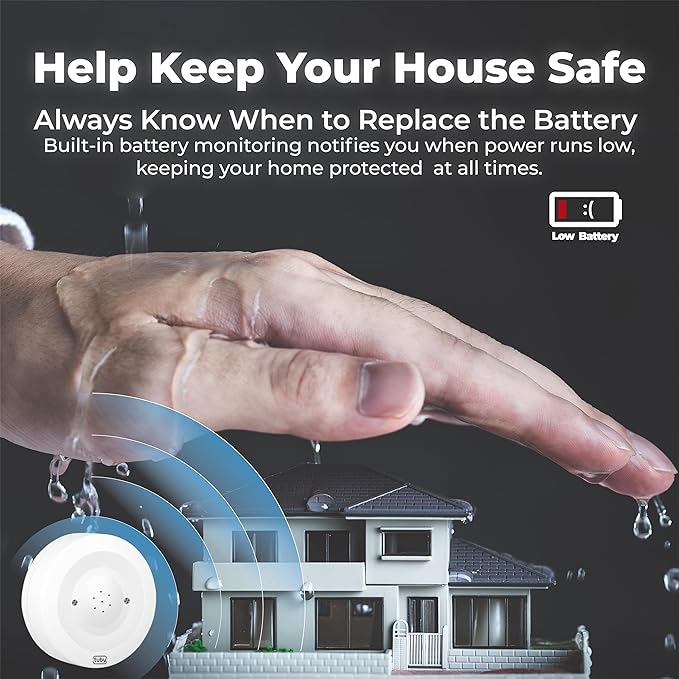 TUBY WiFi Water Leak Detector – No Hub Required, Easy Installation Smart Sensor for Home, Basement, Kitchen, Bathroom – Moisture Sensor, Wireless, IP55 80dB Alarm Flood Sensors