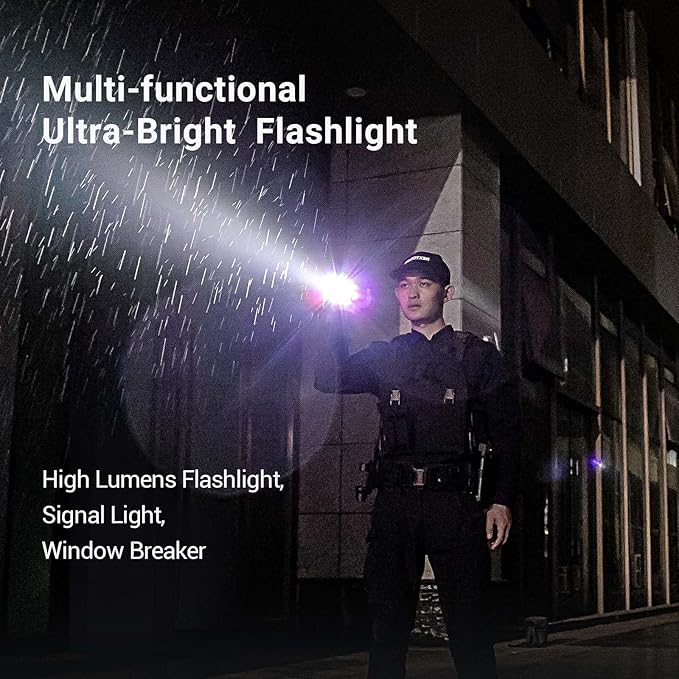 NEXTORCH P84 LED Police Flashlight, 3000 High Lumens Rechargeable Flashlight with Red and Blue Lights & Strobe & Ceramic Bead Broken Window for Night Duty, Outdoor Adventure, Daily Use