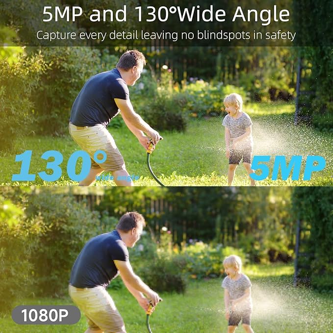 Rraycom 3Pack Security Cameras Wireless Outdoor, 5MP Battery Powered Indoor Camera, 130° FOV, Full-Color Night Vision, Spotlight Siren Alarm, 2-Way Audio, Cloud/SD, w/Alexa