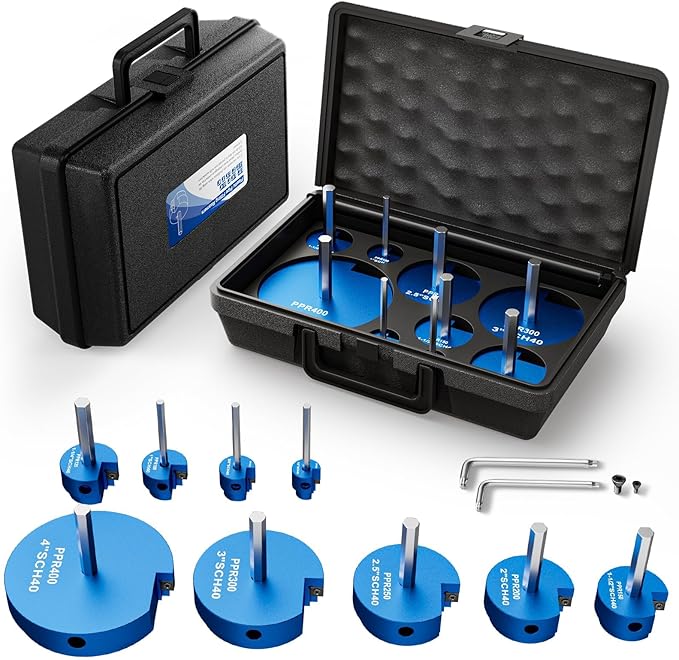 Ecarke 9 Pcs PVC Pipe Reamer Kit With 1/2 inch 3/4 inch 1 inch 1-1/4 inch 1-1/2 inch 2 inch 2.5 inch 3 inch 4 inch PVC Pipe Cutter Tool Kit PVC Fitting Saver Compatible with 1/2" Drills