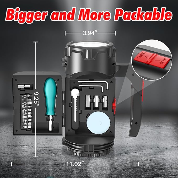 HAUSBELL 19-in-1 Multi-Function Tool Set –Tools Set with LED Flashlight,Home Tool Kit with Tape Measure, Knife, Screwdriver Handle, Powered by 3 AA Batteries, Hand Tool Kits for Home, Camping&DIY