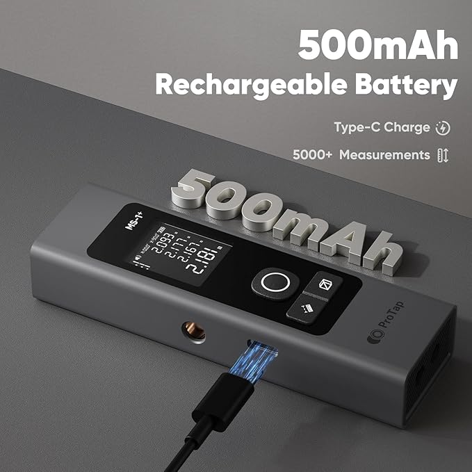 2-in-1 Laser Measure & Line Laser 165 FT - Distance Meter with Cross-Line, Laser Level with 3 Lasers Heads, 1.4" LCD, Type-C Rechargeable- Area/Volume/Pythagorean for Construction, Tiling, DIY