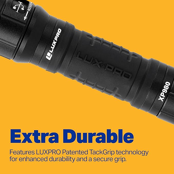 LUXPRO XP980 Pro Series Rechargeable Utility LED Flashlight - 760 Lumens - Bright Flashlight with 24.5-Hour Run time & Ergonomic Handle