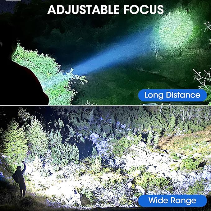 KINGCAESAR 3 Pack Flashlights High Lumens - 90,000 Lumen Super Bright Rechargeable Flashlight with 5 Light Modes, IPX7 Waterproof High Powered LED Flash Light for Home, Camping