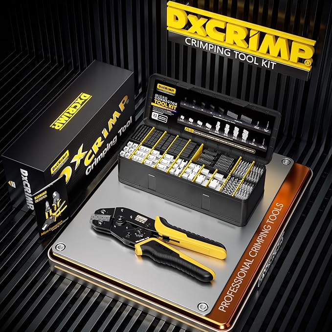 Crimp Tool Connector Kit, with 23 Types JST-XH 2.5mm Connectors Set, Ratcheting Wire Crimper, Crimping Pliers, Wire Crimp Tool 32-20 AWG for Dupont, JST-SM, JST-PH, KF2510, AMP EI-Serie, Molex