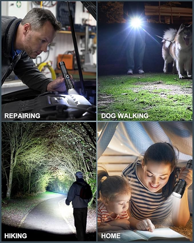Rechargeable Flashlights High Lumens, 99,000 Lumen Super Bright Flashlight, 2pack Led High Powered Flash Light, Flashlight for Home, Camping, 5 Modes/12h Run Time for Outdoor, IPX6 Waterproof