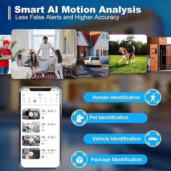 Security Cameras Wireless Outdoor, 2K Battery Powered WiFi Cameras for Home Security with AI Motion Detection, Color Night Vision, Spotlight, Siren, Waterproof, SD/Cloud Storage - 2 Pack