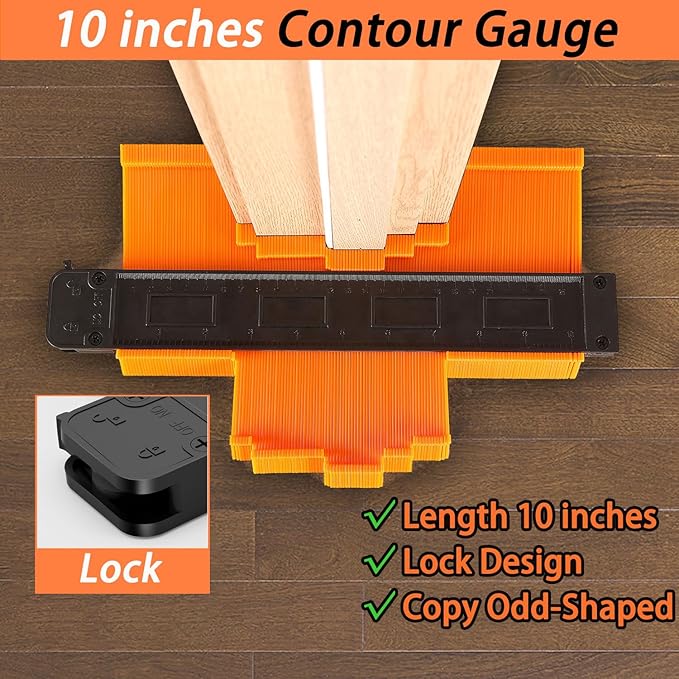 Laminate/Vinyl Flooring Tools, NAACOO Heavy Tapping Block, Heavy Pull Bar, Knee Pads, 10” Contour Gauge, 40pc Flooring Spacers, Rubber Mallet - 6 in 1 Floor Installation Kit