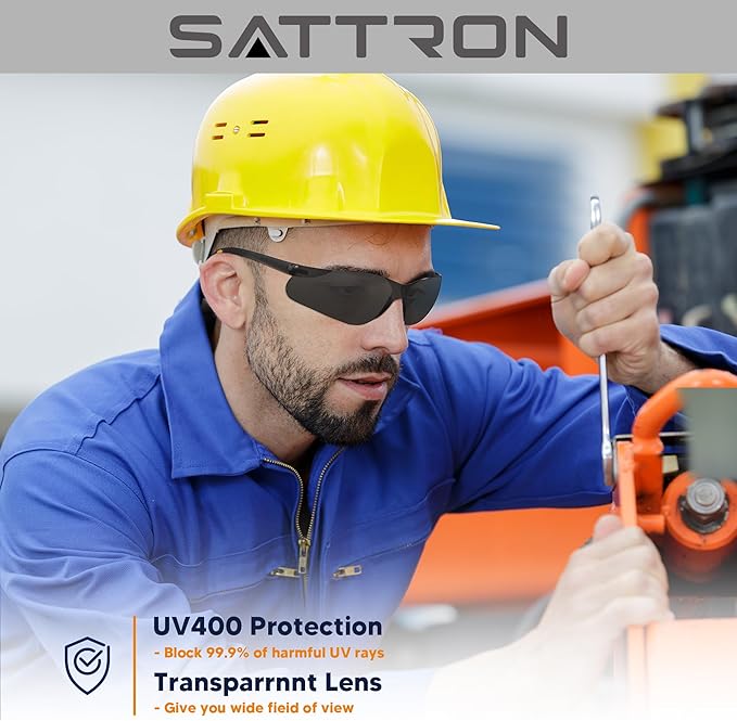 Tinted Safety Glasses Bulk 48 Pack, Dark Smoke Lenses UV Protective Safety Sunglasses for Men Women, ANSI Z87.1 Scratch & Impact Resistant Eye Protection for Construction, Shooting, Lab
