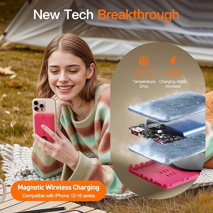 Magnetic Portable Charger, 16800mAh Wireless Power Bank, with 20W USB-C Fast Charging and LED Digital Display Magnetic Battery Pack, Compatible with iPhone 17/16/15/14/13/12 Full Series (2025)