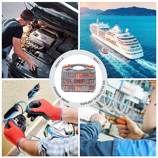 DT Deutsch Connector Kit, 2 3 4 6 8 12 Pin Grey Waterproof Electrical Connector, #16 Stamped Contacts, Wire Crimper Stripper Pin Socket Removal Tool for Automotive Cars Truck Motorcycle Marine