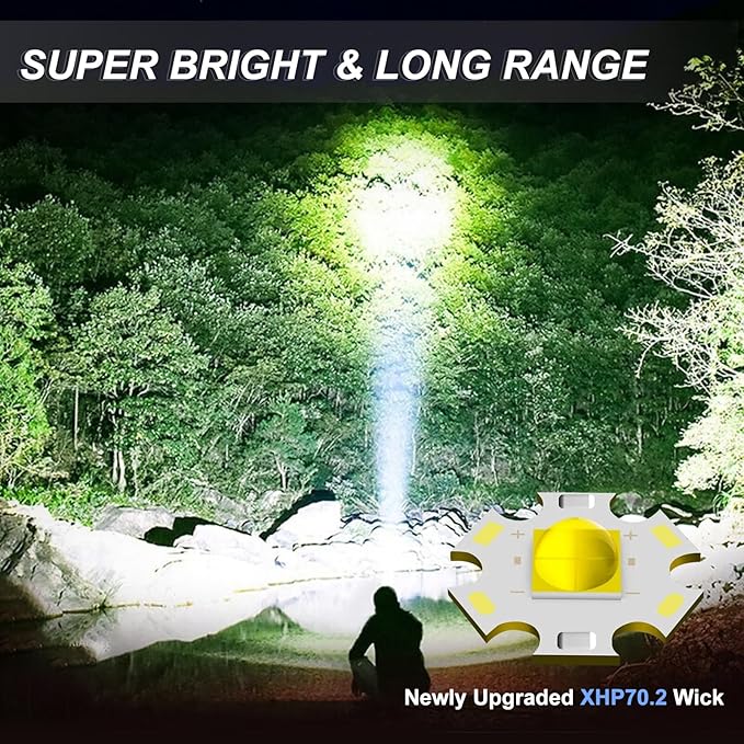 WINDFIRE Flashlights High Lumens Rechargeable, Super Bright LED Flashlight, Powerful Tactical Flashlights, Brightest Waterproof Zoomable Handheld Flash Light High Powered for Camping Emergencies