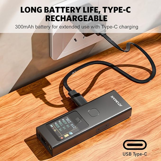 ATuMan 3 in 1 Laser Distance Meter with Visual Aligning Beam, Pythagorean, Area, Volume Angle Measure, 19 Measurement Modes and Automatic Calculation, Color Display, 131 Feet, iF Design Award 2024