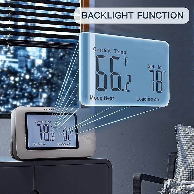 Wireless Thermostat for House, SENSTREE Remote Temperature Controller, Temperature Control Plug, Support Heating/Cooling Mode, for Window A/C, Fan, Space Heater,in Home,Baby Room, Attic, Garage