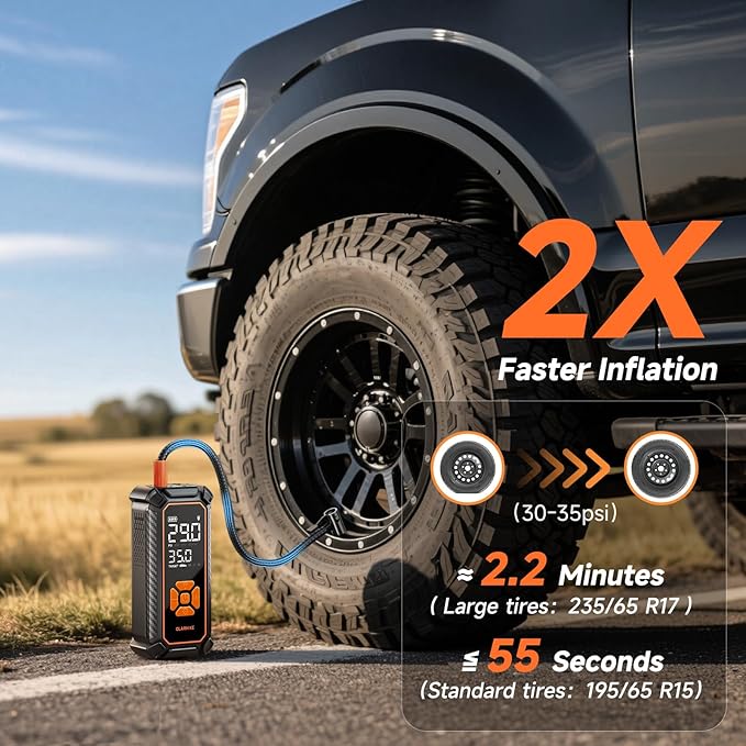 OlarHike Cordless Tire Inflator Portable Air Compressor, Ultra Fast Inflation, Air Pump for Car Tires, Pickup Truck, Motorcycle, Bicycle, Balls, Electric Pump with LED Light & Digital Pressure Gauge