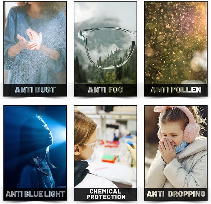 Safety glasses Goggles Nurses Protective Eyewear - Anti Fog Square Frame Stylish Clear Glasses for Women Men