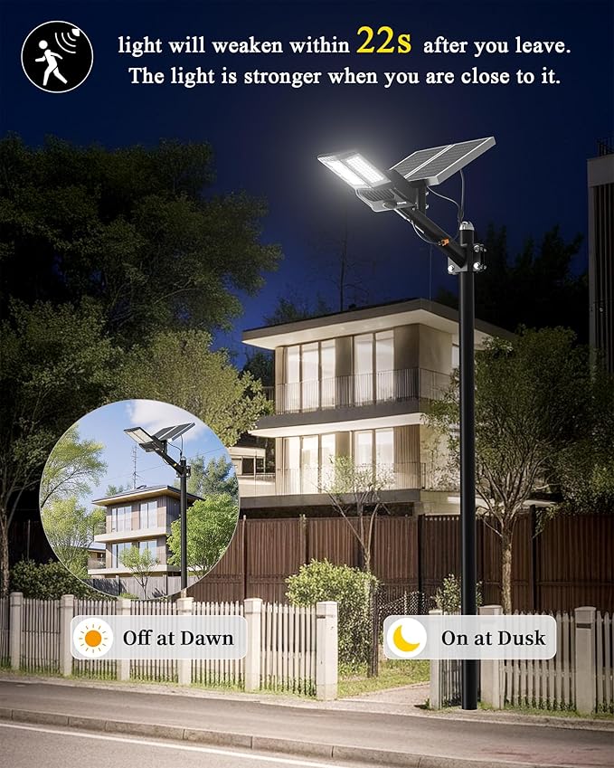 Ofuray OL-7500W Solar Street Lights Outdoor,Parking Lot Lights Commercial Dusk to Dawn,30,000mah Big Power Solar Security Flood Remote Control with Motion Sensor for Street,Yark,Court
