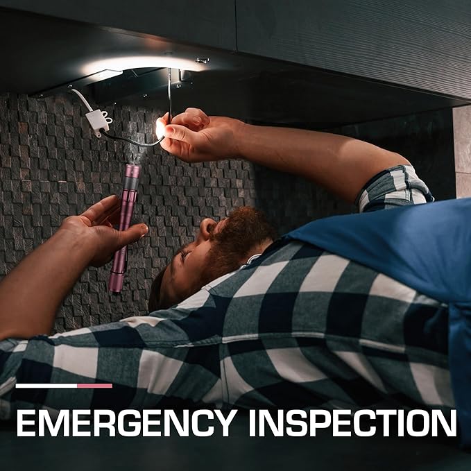 EverBrite Pen Light, Rechargeable Pen Flashlights, 300 Lumens Zoomable LED Small Flashlight with Clip, Memory Function, USB-C Cable Included, Pocket Size for Camping, Emergency, Mechanic, Pink