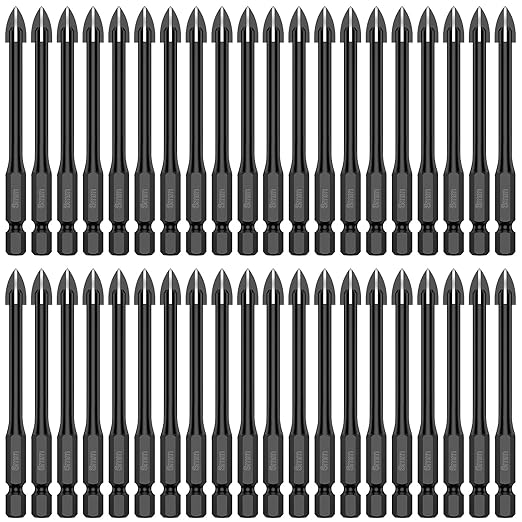 40Pcs Tile Drill Bit 6mm Alloy Drill Bits Full-Grinding Glass Marble Set Electric Screwdriver Bits Metal Hole Saw Drilling Tool for Tile Glass Mirror