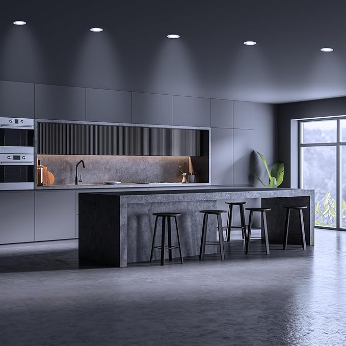 Feit Electric 5/6 Inch LED Recessed Downlight, 22.5W (120W Eqv), Dimmable, Adjustable White 2700K–5000K, Retrofit Kit, E26 Adapter, Ideal for Larger Spaces or High Ceilings, LEDR56XHO/6WYCA/4, 4 Pack