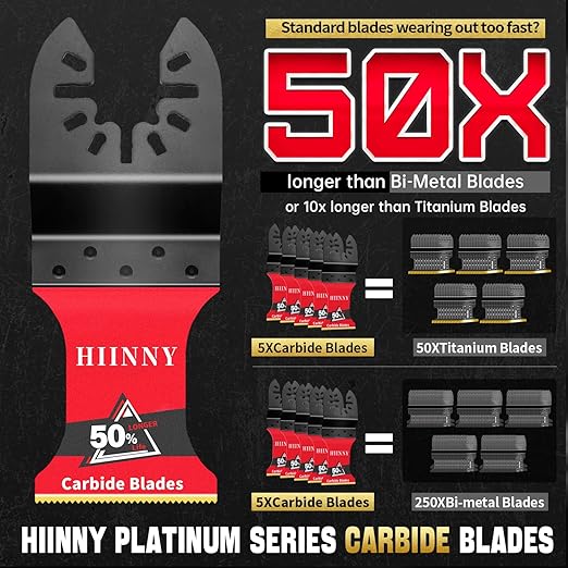 16PCS Titanium and Carbide Oscillating Tool Blades, Heary Duty for Hard Material,Professional Universal Oscillating Saw Blades Multitool Blades Kits for Metal Wood Dewalt Milwaukee Ryobi Fein