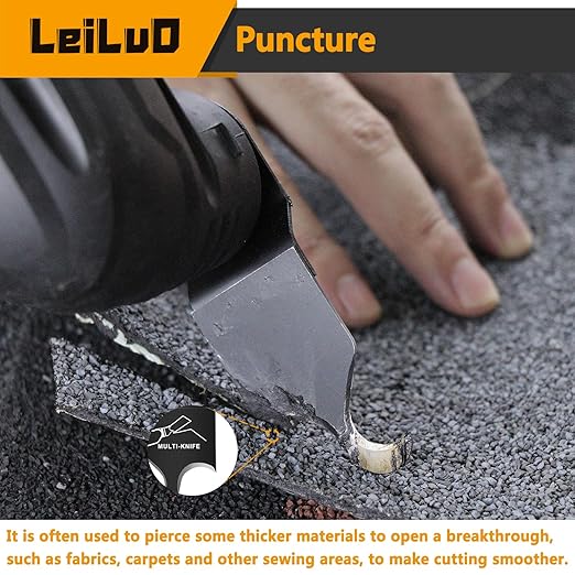 LEILUO 4 Pcs Oscillating Multi tool Hook Knife Blade for Carpet Roof Shingles Soft Materials Universal Oscillating Tool Accessory with Storage Bag Compatible with DeWalt Dremel Milwaukee and More