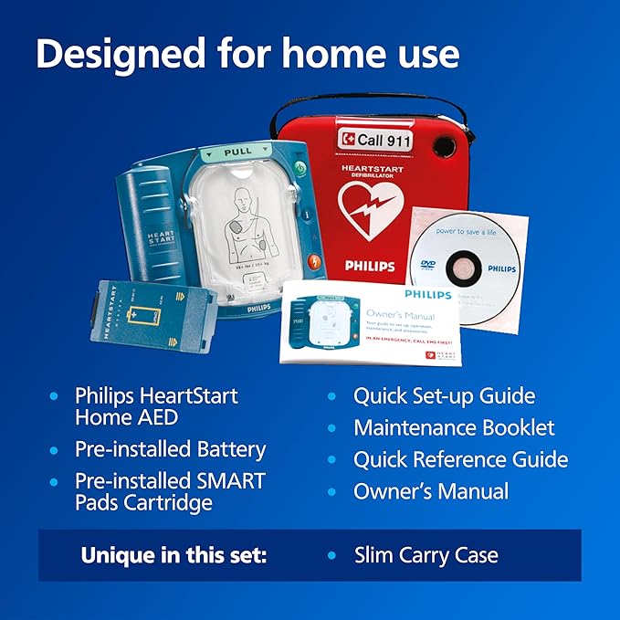 Philips HeartStart Home AED Defibrillator with Slim Carry Case, M5068A-C01