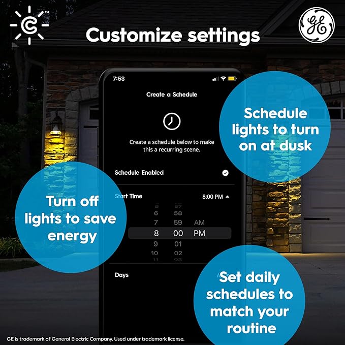 GE CYNC Smart LED PAR38 Flood Light Bulb - WiFi & Bluetooth Color Changing RGB Outdoor Light Bulbs - 90W Equivalent, Compatible with Alexa & Google Home - Dimmable, Long Lasting, Tuneable - Pack of 2