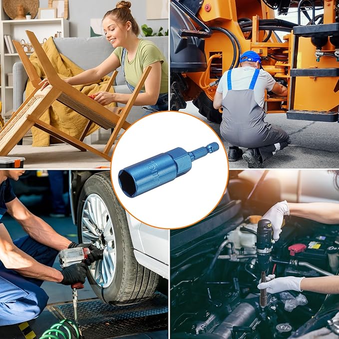 HARFINGTON Nut Driver 15mm Hex Drive Socket CR-V Steel Power Screw Drill Bits Socket Wrench Tools with 1/4" Quick Change Hex Shank for Power Drills Impact Drivers, Blue