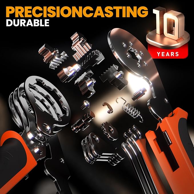 SOMELINE Ferrule Hexagonal Crimping Tool Kit, 23 Sizes Ferrules, 24-8 AWG Ferrule Crimper, with Ratchet Crimping Pliers and Wire Stripper, Hexagonal Crimp Pliers Ferrule Terminal Kit