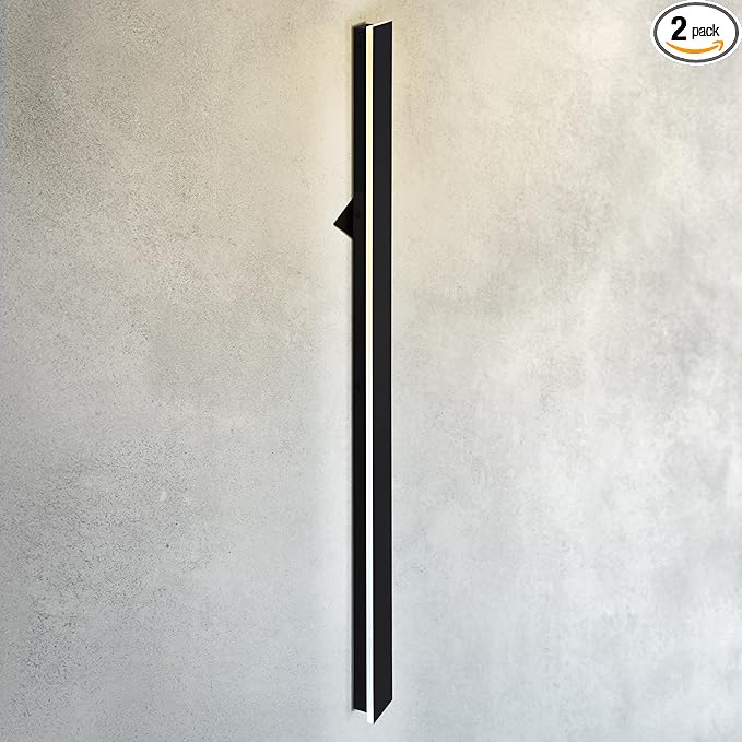 ASD LED 72" Long Wall Mount Light Fixture, Outdoor & Indoor Linear Sconce | 3CCT, Dimmable, Waterproof, Anti-Rust, ETL Listed | 40W 2400LM 3000-5000K 100-277V | Exterior Porch Lighting | Black, 2 Pack