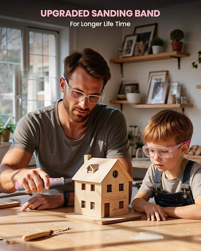 Rotary Tool Kit, Cordless Rotary Tool with LED Lights, 8V, 5-Speed, 5000-28000RPM, 2.0Ah Battery, Upgraded Accessories, for Carving, Engraving, Sanding, Polishing, Cutting and Pet Nails, Pink