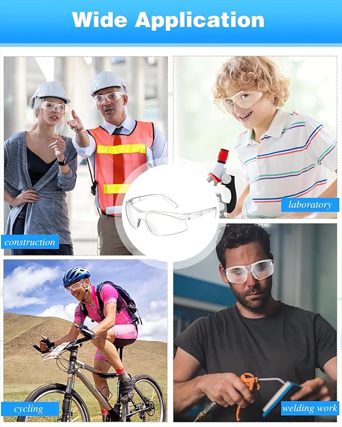Xuhal 100 Pair Safety Glasses Bulk Clear Eye Protection Ansi Z87.1 Protective over Eyeglasses