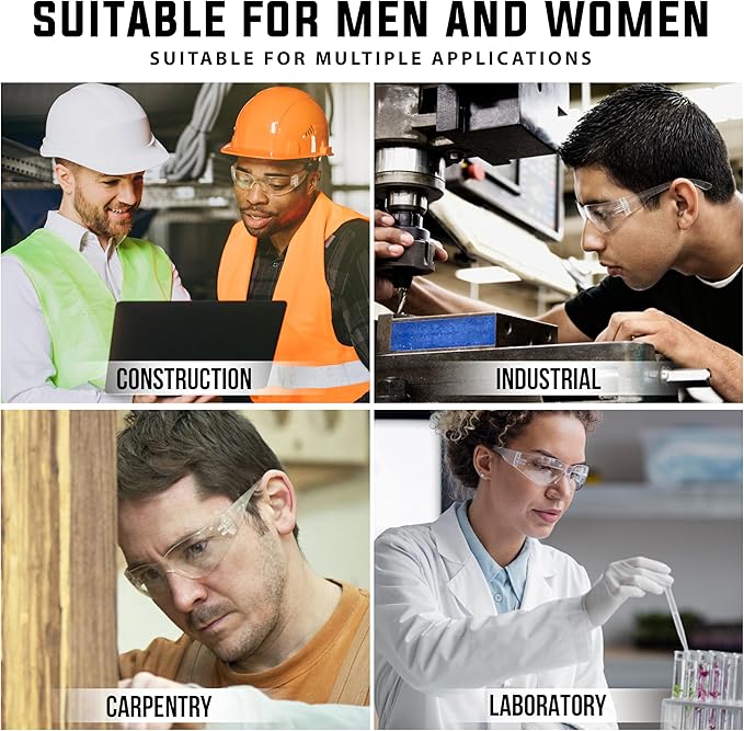 BISON LIFE Safety Glasses - Scratch Resistant Wrap Around Eyewear, Polycarbonate ANSI Z87.1 Impact Resistant Lens