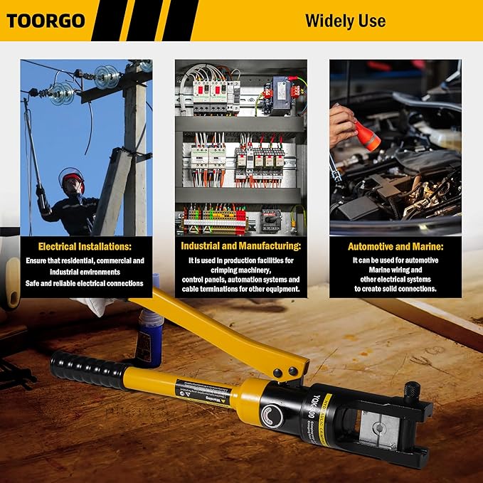 Cable Lug Crimping Tool, 6 AWG to 600 MCM Hydraulic Plier, 16 Ton Hand Crimping Tool for Wires, Terminal, Lug, Crimping Tool Kit with 11 Dies