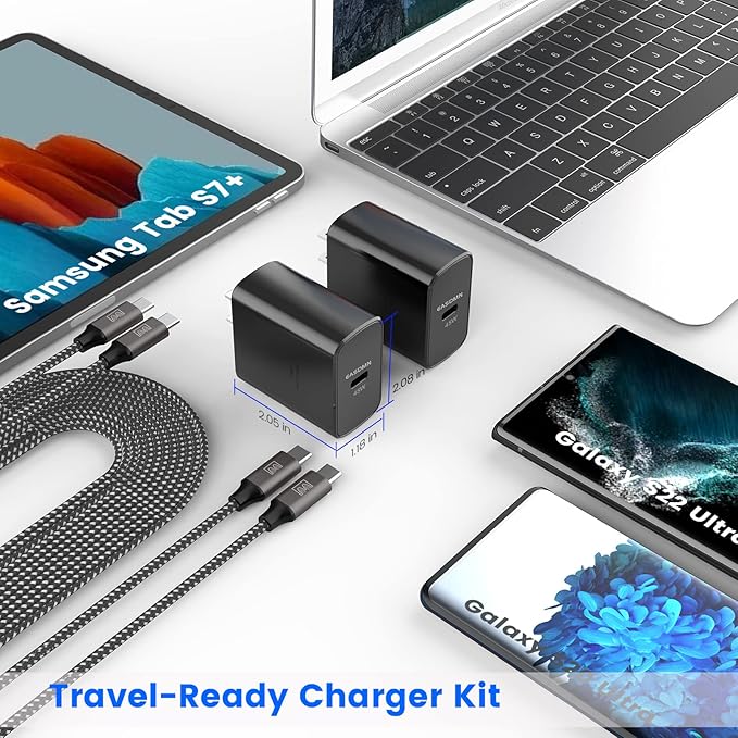 45W Super Fast Charger Type C, [2 Pack] 45 Watt USB-C Charger PD/PPS Wall Charging Block for Samsung Galaxy S25 Ultra/S25+/S25/S24/S23 Ultra/S23+/S22 Ultra/S22+/S20 Ultra, Tab S8(with 2X 3.3ft Cable)