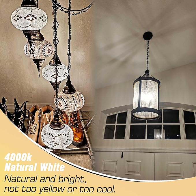 E12 T6 C7 40 Watt Equivalent LED Bulbs 4000K Natural White 450lm 4W 120Volt E12 Small Base LED Candelabra Bulb for Ceiling Fan Pendant Chandelier Lighting Wall Sconces, Non-Dimmable, 4 Pack