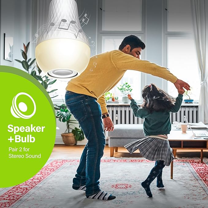 Feit Electric A19 LED Speaker Light Bulb, 60W Equivalent Built-in Speaker IntelliBulb, E26 Medium Base, 750 Lumens, 3000K Bright White - BTOM60830LEDI