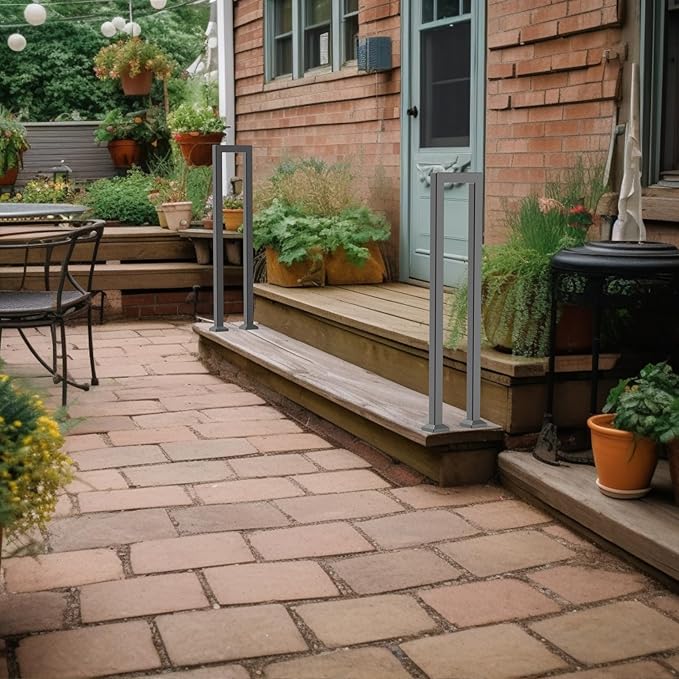 U-Shaped Staircase Handrails for Outdoor & Indoor Steps, Industrial Hand Rail Floor Mounted, Non-Slip Wrought Iron Railing for Porch, Loft, Corridor, Garden (Height: 39.4in) (1 Piece/Set)