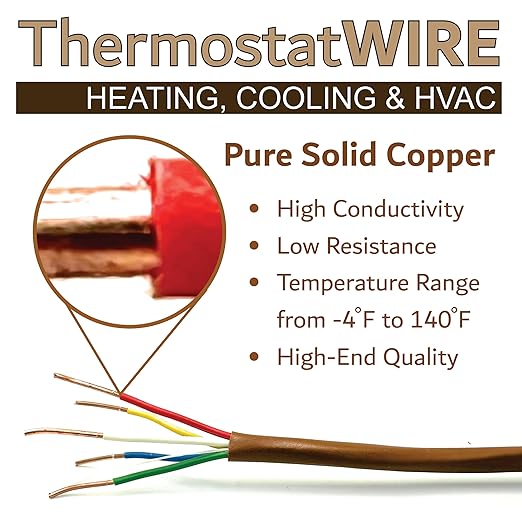 18/5 250Ft. NATIONAL Wire&Cable Thermostat Doorbell HVAC Heating Control Professional Cable Wire - Made in USA - 100% Solid Copper Conductors, CL2 ETL Listed, Low Voltage Applications Use