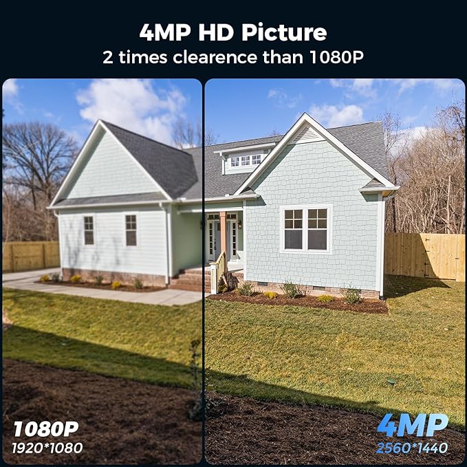 Hiseeu Solar Security Cameras Wireless Outdoor, Battery Powered 3K 4MP Surveillance Indoor WiFi Smart Cameras for Home Security Outside, Motion Detection, Waterproof, Color Night Vision, 2-Way Audio