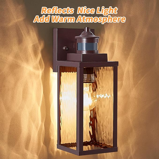 2 Pack Bronze Motion Sensor Outdoor Wall Lights,Updated Dusk to Dawn Outdoor Lighting, Exterior Light Fixtures Wall Mount,Waterproof Porch Light Outside Lights for House